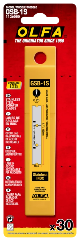120mm GSB-1S Stainless Steel Glass Scraper Blade - 30 Pack - Image 2