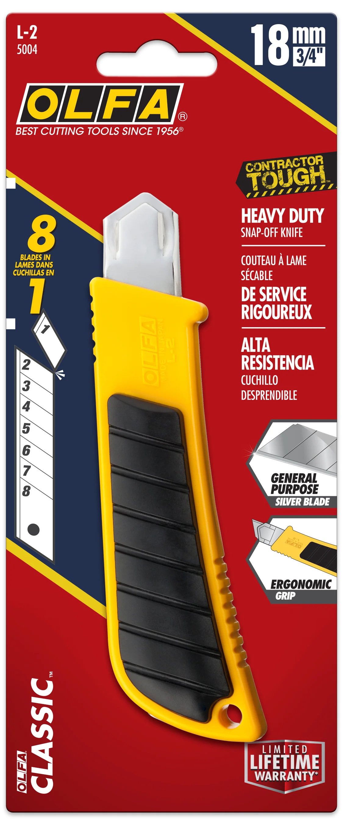 18mm Classic Heavy-Duty Utility Knife with Rubber Inset | L-2 - Image 4