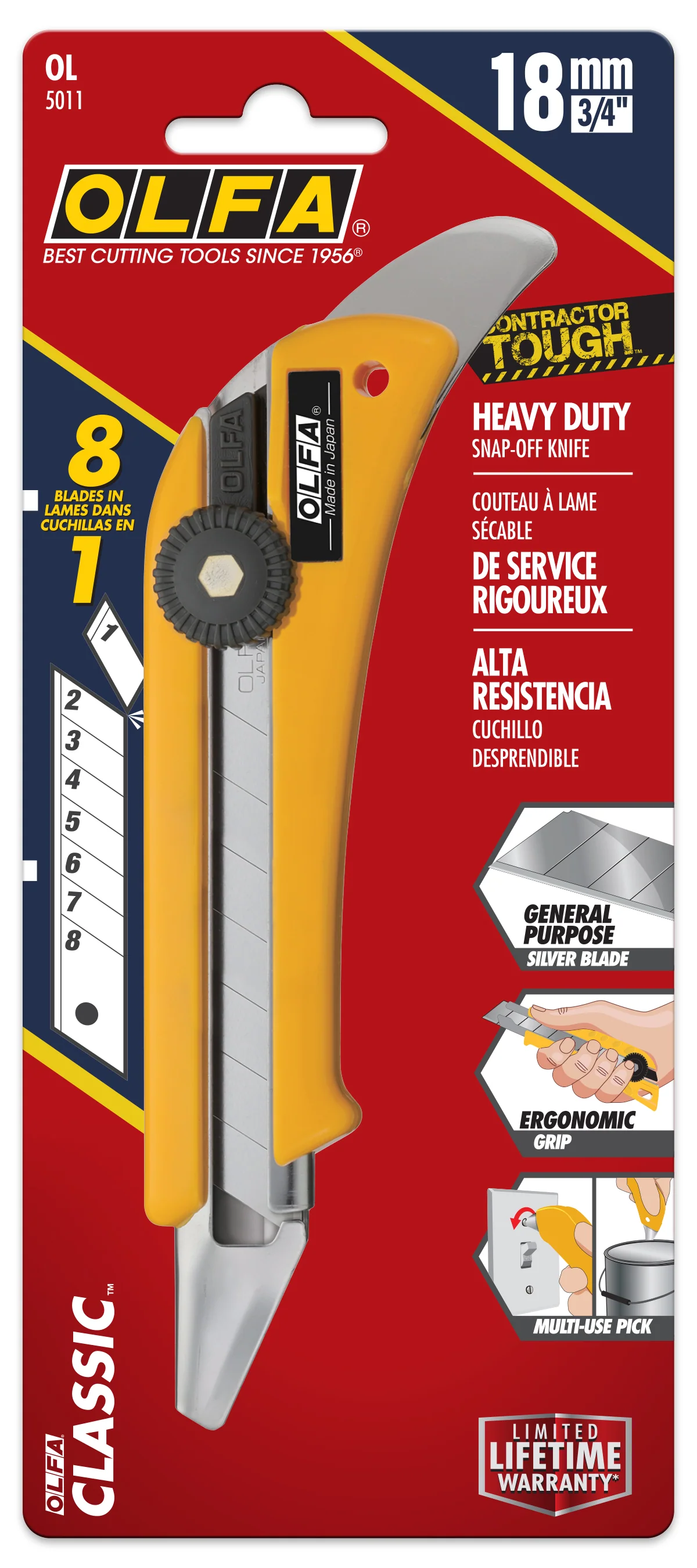 18mm Extended Depth Utility Knife with Carpet Tuck Tool | OL - Image 3