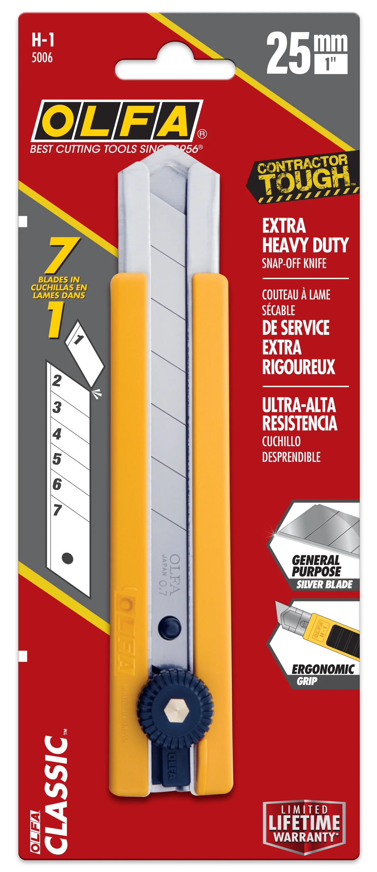 25mm Classic Extra Heavy-Duty Utility Knife with Rubber Grip Inset | H-1 - Image 4