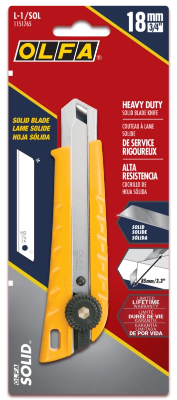18mm Ratchet Lock Utility Knife with Solid Blade | L-1/SOL - Image 3