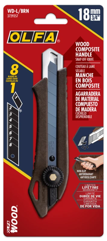 18mm Wood Composite Ratchet Lock Utility Knife | WD-L - Image 7