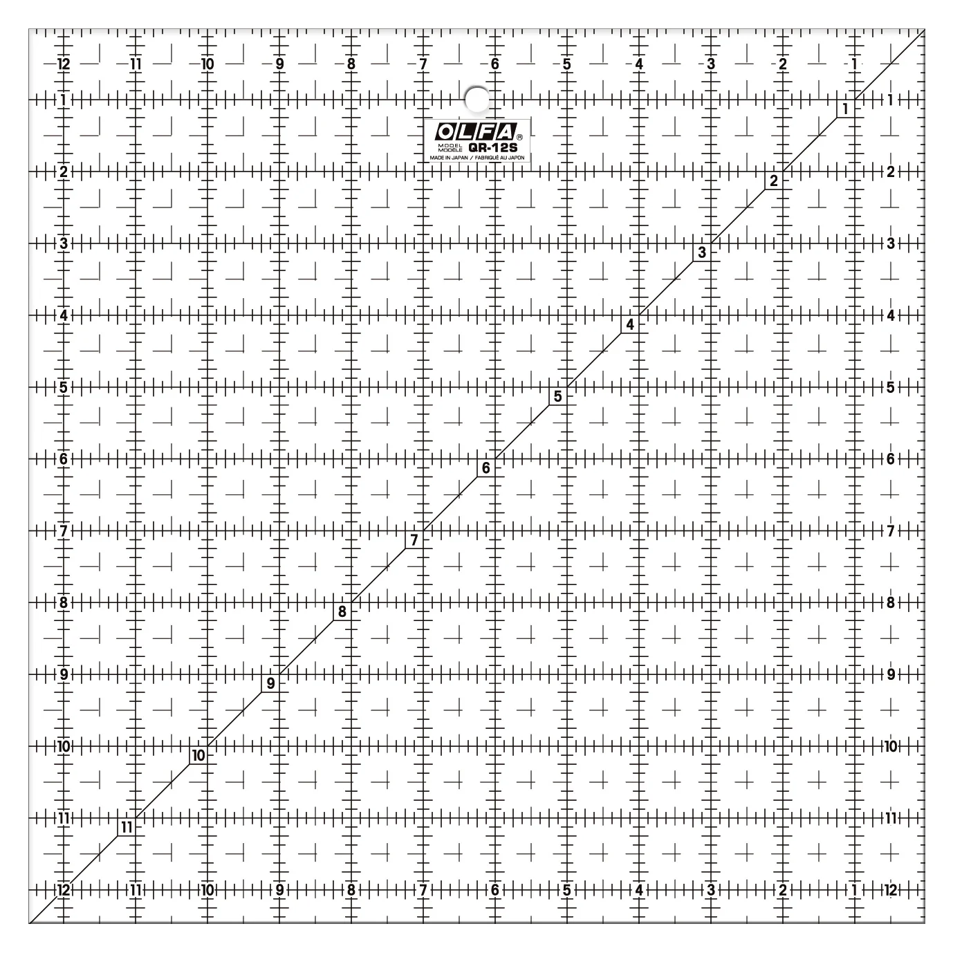 QR-12S 12 1/2" Square Frosted Acrylic Ruler