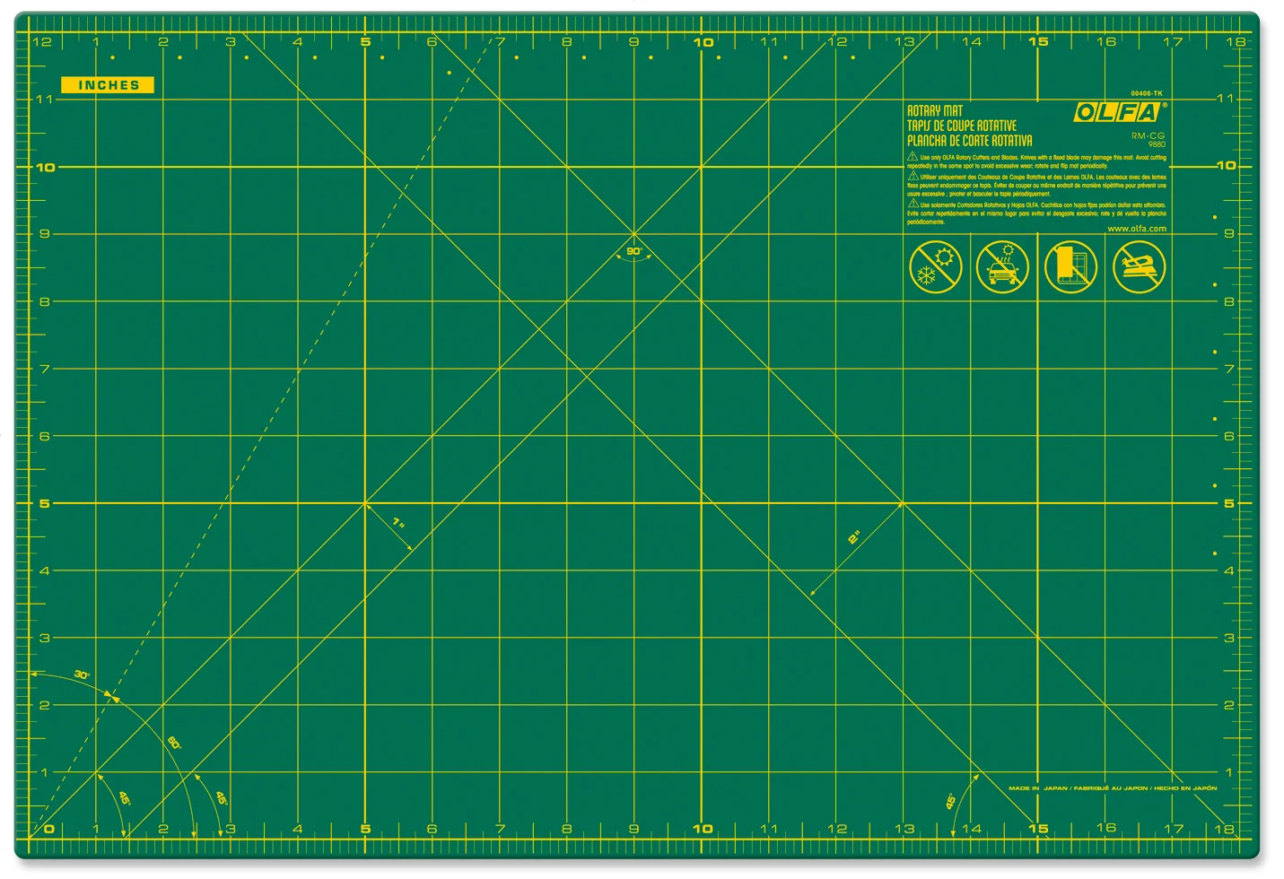 RM-CG 12" x 18" Green Double-Sided, Self-Healing Rotary Mat