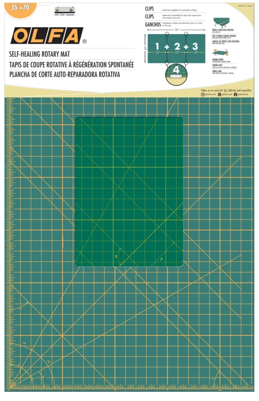 RM-CLIPS/3 35" x 70" Continuous Grid, Double-Sided, Self-Healing Rotary Mat Set - Image 3